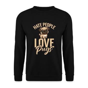 Pug Gifts for Pug Lovers - Unisex Sweatshirt - black - Front - Alina (178cm) & Michal (187cm)