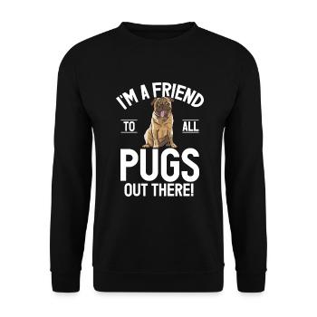 Pug Gifts for Pug Lovers - Unisex Pullover - Schwarz - Vorne - Alina (178cm) & Michal (187cm)