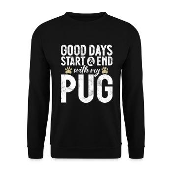 Pug Gifts for Pug Lovers - Unisex Sweatshirt - black - Front - Alina (178cm) & Michal (187cm)