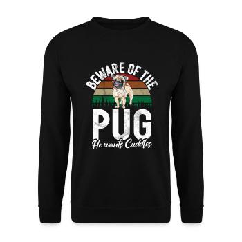 Pug Gifts for Pug Lovers - Unisex Pullover - Schwarz - Vorne - Alina (178cm) & Michal (187cm)