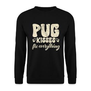 Pug Gifts for Pug Lovers - Unisex Pullover - Schwarz - Vorne - Alina (178cm) & Michal (187cm)