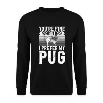 Pug Gifts for Pug Lovers - Unisex Sweatshirt - black - Front - Alina (178cm) & Michal (187cm)