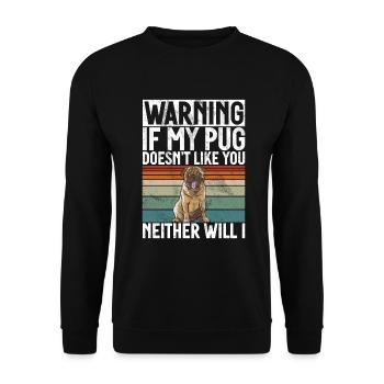 Pug Gifts for Pug Lovers - Unisex Pullover - Schwarz - Vorne - Alina (178cm) & Michal (187cm)