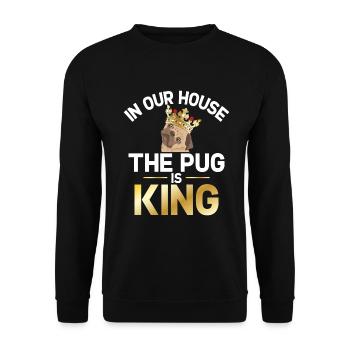 Pug Gifts for Pug Lovers - Unisex Pullover - Schwarz - Vorne - Alina (178cm) & Michal (187cm)