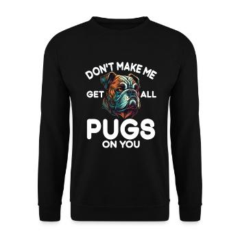 Pug Gifts for Pug Lovers - Unisex Pullover - Schwarz - Vorne - Alina (178cm) & Michal (187cm)