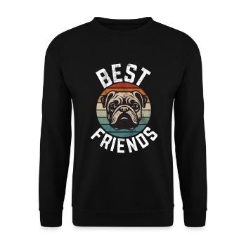 Pug Gifts for Pug Lovers - Unisex Pullover - Schwarz - Vorne - Alina (178cm) & Michal (187cm)