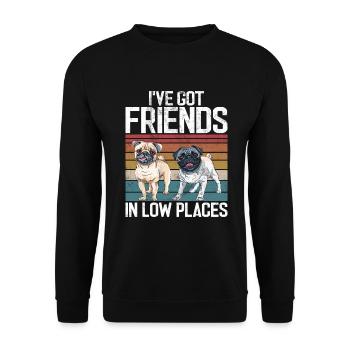 Pug Gifts for Pug Lovers - Unisex Sweatshirt - black - Front - Alina (178cm) & Michal (187cm)