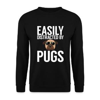 Pug Gifts for Pug Lovers - Unisex Sweatshirt - black - Front - Alina (178cm) & Michal (187cm)