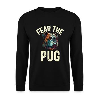 Pug Gifts for Pug Lovers - Unisex Pullover - Schwarz - Vorne - Alina (178cm) & Michal (187cm)