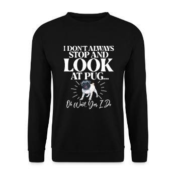 Pug Gifts for Pug Lovers - Unisex Sweatshirt - black - Front - Alina (178cm) & Michal (187cm)
