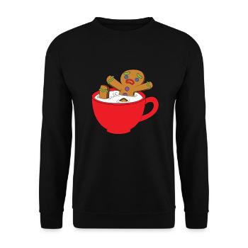 Gingerbread Man Cup - Unisex Sweatshirt - black - Front - Alina (178cm) & Michal (187cm)