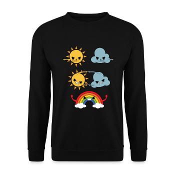 Sonne Wolken Regenbogen - Unisex Pullover - Schwarz - Vorne - Alina (178cm) & Michal (187cm)