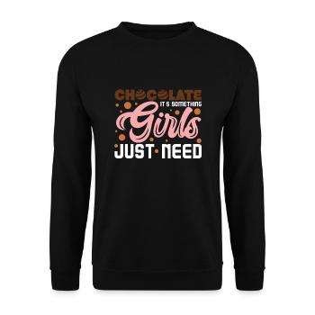 Schokolade Mädchen Girl - Unisex Pullover - Schwarz - Vorne - Alina (178cm) & Michal (187cm)