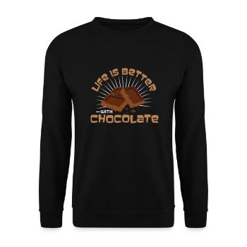 Das Leben ist Besser Mit Schokolade - Unisex Pullover - Schwarz - Vorne - Alina (178cm) & Michal (187cm)