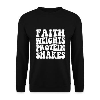 Faith Weights Protein Shakes - Unisex Sweatshirt - black - Front - Alina (178cm) & Michal (187cm)