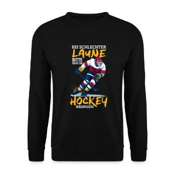 Eishockey Geschenk Eishockeyspieler Hockey - Unisex Pullover - Schwarz - Vorne - Alina (178cm) & Michal (187cm)