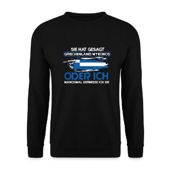 Mykonos - Unisex Pullover - Schwarz - Vorne - Alina (178cm) & Michal (187cm)