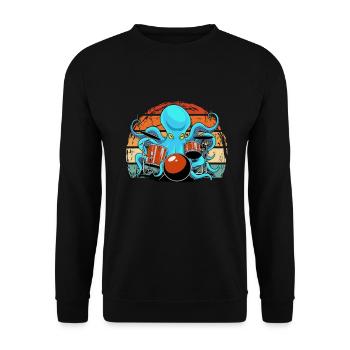 Octopus plays drums and drummer - Unisex Sweatshirt - black - Front - Alina (178cm) & Michal (187cm)