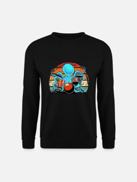 Octopus plays drums and drummer - Unisex Sweatshirt - black