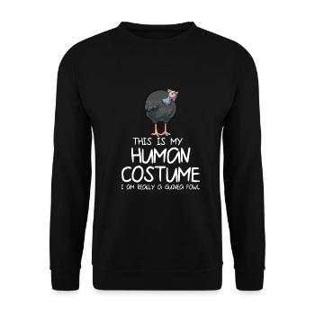 Perlhühner Perlhuhn Guinea Fowl - Unisex Pullover - Schwarz - Vorne - Alina (178cm) & Michal (187cm)