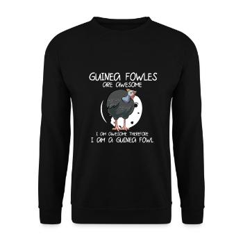 Perlhühner Perlhuhn Guinea Fowl - Unisex Pullover - Schwarz - Vorne - Alina (178cm) & Michal (187cm)