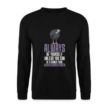 Perlhühner Perlhuhn Guinea Fowl - Unisex Pullover - Schwarz - Vorne - Alina (178cm) & Michal (187cm)