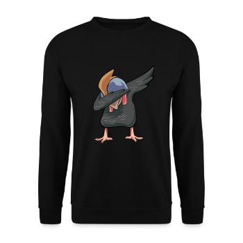 Perlhühner Perlhuhn Guinea Fowl - Unisex Pullover - Schwarz - Vorne - Alina (178cm) & Michal (187cm)