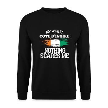 Épouse Côte d’Ivoire - Sweat-shirt Unisexe - noir - Devant - Alina (178cm) & Michal (187cm)