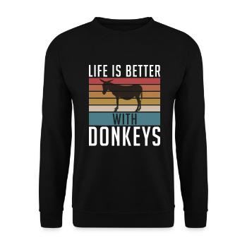 Cadeaux d’amoureux de l’âne - Sweat-shirt Unisexe - noir - Devant - Alina (178cm) & Michal (187cm)