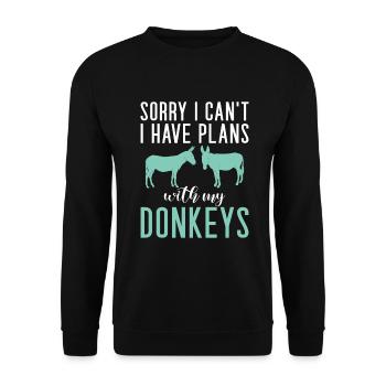 Donkey Lover Gifts - Unisex Pullover - Schwarz - Vorne - Alina (178cm) & Michal (187cm)