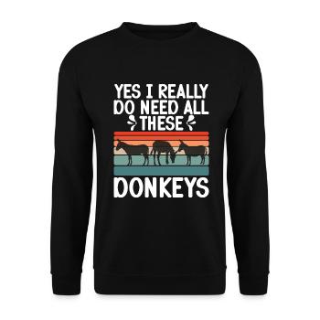 Donkey Lover Gifts - Unisex Pullover - Schwarz - Vorne - Alina (178cm) & Michal (187cm)