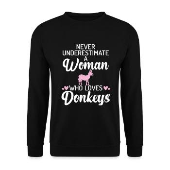 Cadeaux d’amoureux de l’âne - Sweat-shirt Unisexe - noir - Devant - Alina (178cm) & Michal (187cm)