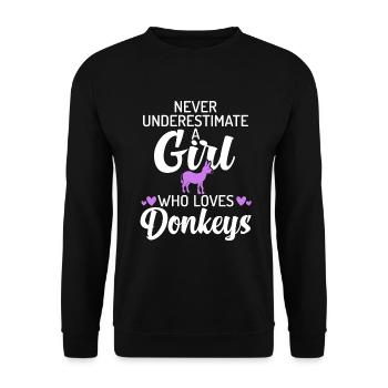 Donkey Lover Gifts - Unisex Pullover - Schwarz - Vorne - Alina (178cm) & Michal (187cm)