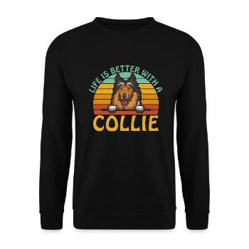 Cadeaux Collie - Sweat-shirt Unisexe - noir - Devant - Alina (178cm) & Michal (187cm)