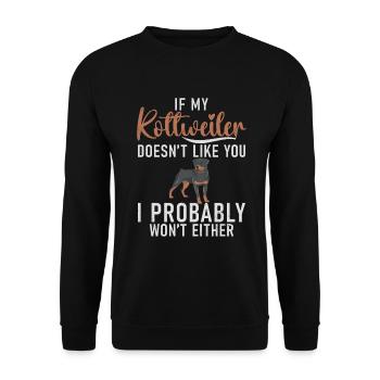 Rottweiler Gifts - Unisex Pullover - Schwarz - Vorne - Alina (178cm) & Michal (187cm)