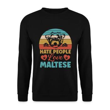 Cadeaux de propriétaire maltais - Sweat-shirt Unisexe - noir - Devant - Alina (178cm) & Michal (187cm)