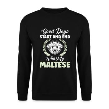 Cadeaux de propriétaire maltais - Sweat-shirt Unisexe - noir - Devant - Alina (178cm) & Michal (187cm)
