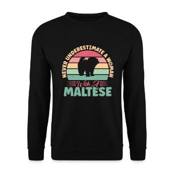 Maltese Owner Gifts - Unisex Sweatshirt - black - Front - Alina (178cm) & Michal (187cm)