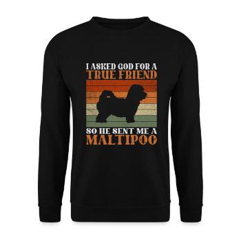 Cadeaux Maltipoo - Sweat-shirt Unisexe - noir - Devant - Alina (178cm) & Michal (187cm)