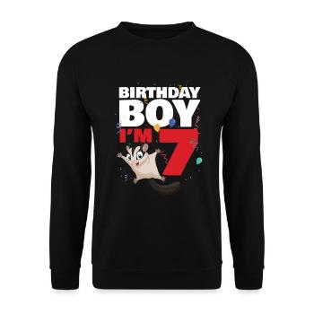 Birthday boy or girl in 8 Sugar Glider - Unisex Sweatshirt - black - Front - Alina (178cm) & Michal (187cm)