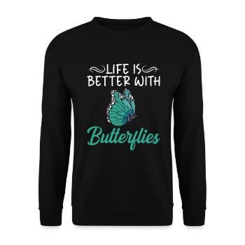 Butterfly Lover Gifts - Unisex Sweatshirt - black - Front - Alina (178cm) & Michal (187cm)