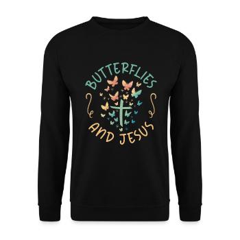 Butterfly Lover Gifts - Unisex Sweatshirt - black - Front - Alina (178cm) & Michal (187cm)