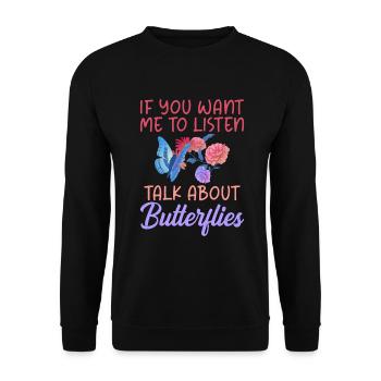 Butterfly Lover Gifts - Unisex Sweatshirt - black - Front - Alina (178cm) & Michal (187cm)