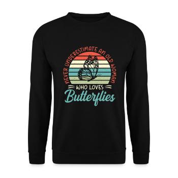 Butterfly Lover Gifts - Unisex Sweatshirt - black - Front - Alina (178cm) & Michal (187cm)