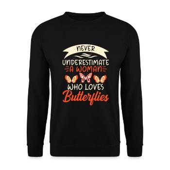 Butterfly Lover Gifts - Unisex Sweatshirt - black - Front - Alina (178cm) & Michal (187cm)