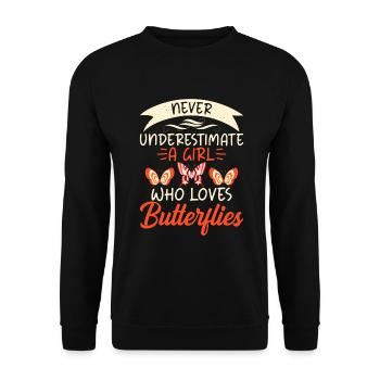 Butterfly Lover Gifts - Unisex Sweatshirt - black - Front - Alina (178cm) & Michal (187cm)
