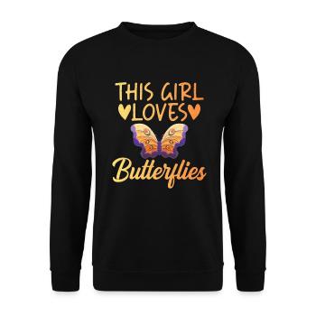 Butterfly Lover Gifts - Unisex Sweatshirt - black - Front - Alina (178cm) & Michal (187cm)