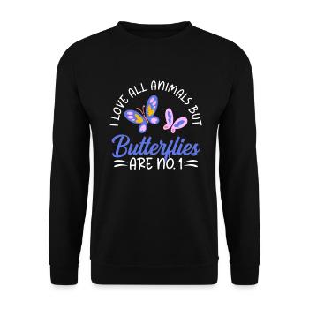 Butterfly Lover Gifts - Unisex Sweatshirt - black - Front - Alina (178cm) & Michal (187cm)