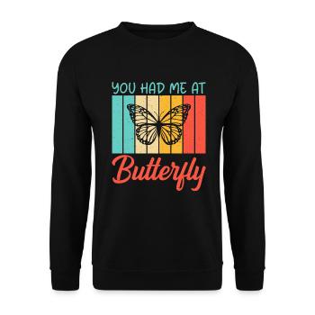 Butterfly Lover Gifts - Unisex Sweatshirt - black - Front - Alina (178cm) & Michal (187cm)