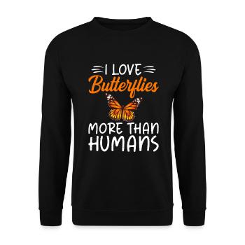 Butterfly Lover Gifts - Unisex Sweatshirt - black - Front - Alina (178cm) & Michal (187cm)